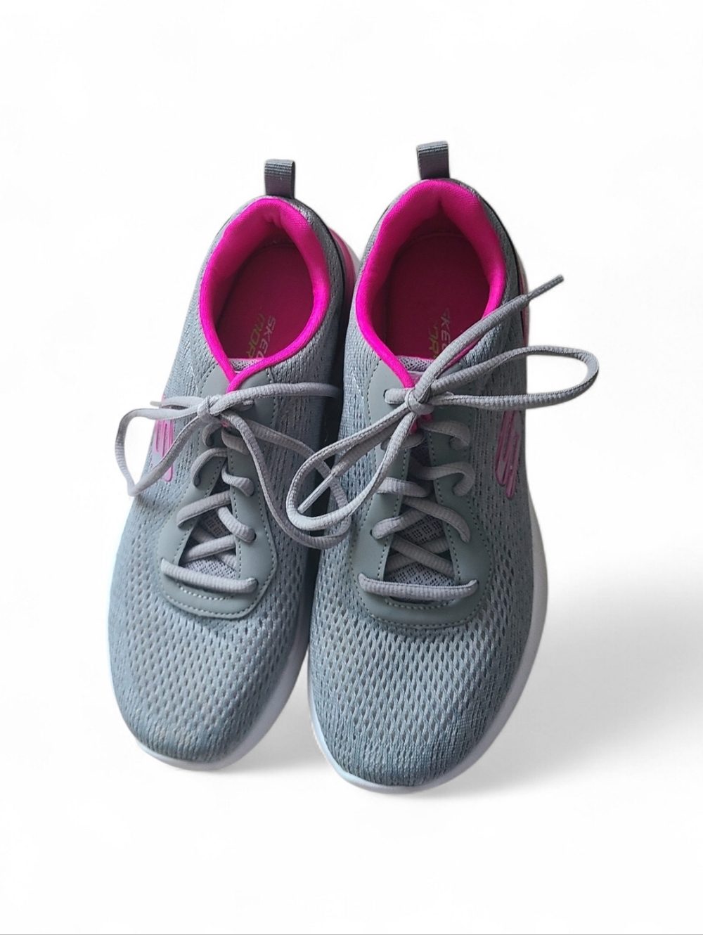Skechers Gray Mesh Sneakers with Pink Lining